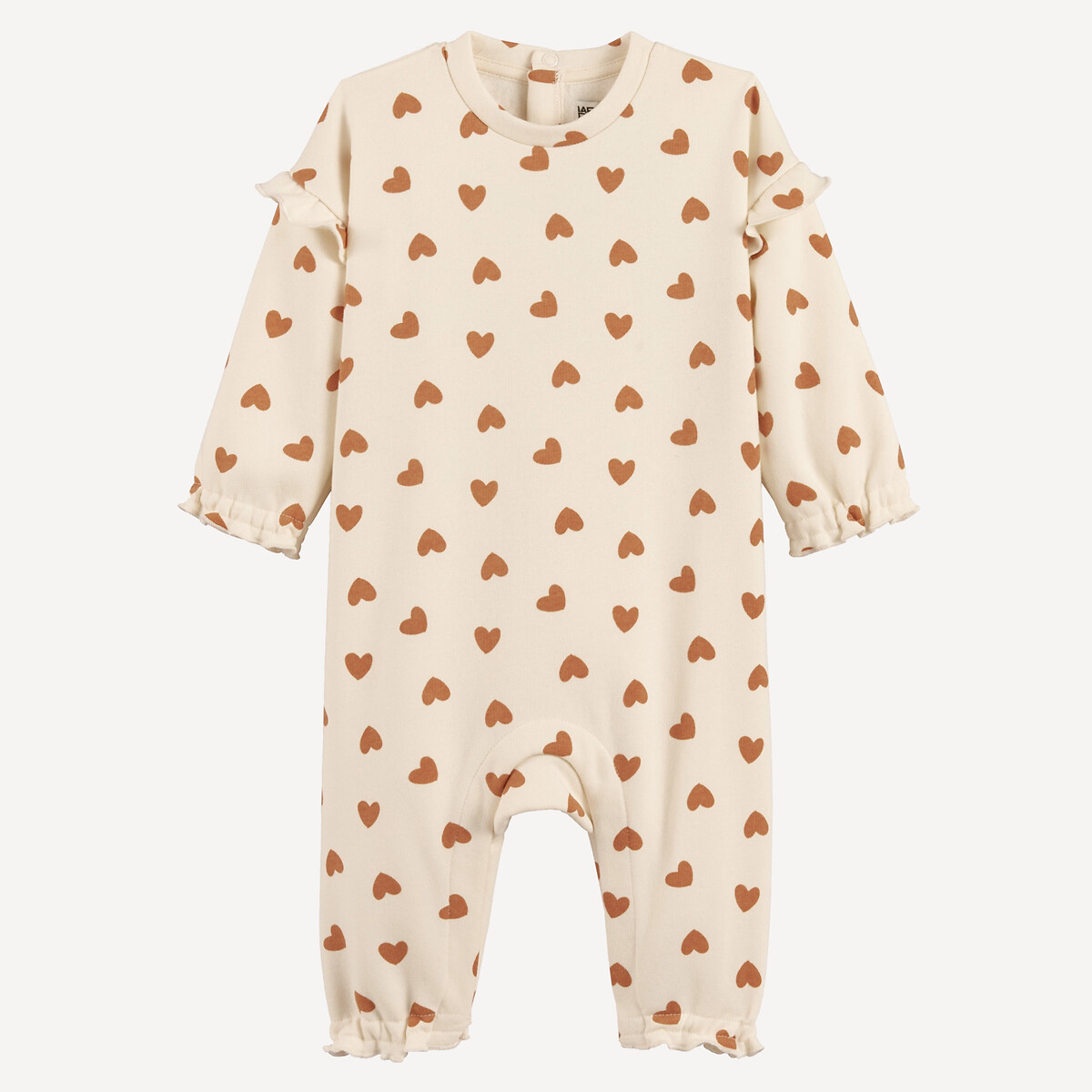 Combinaison longue en molleton, imprimé coeurs ecru, LA REDOUTE COLLECTIONS