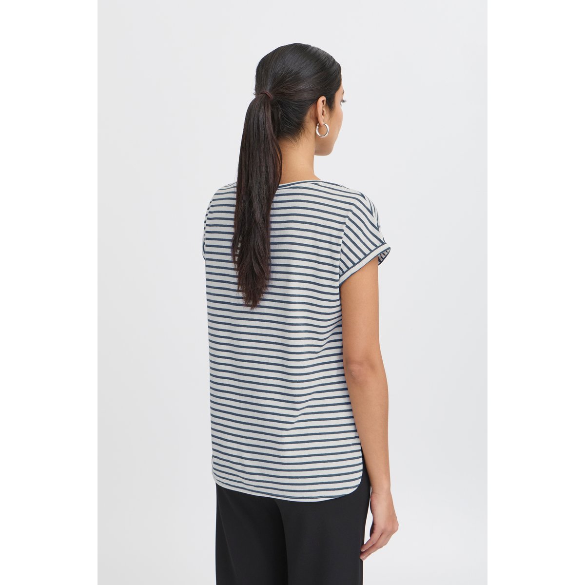 T-shirt bleu total eclipse stripe, ICHI