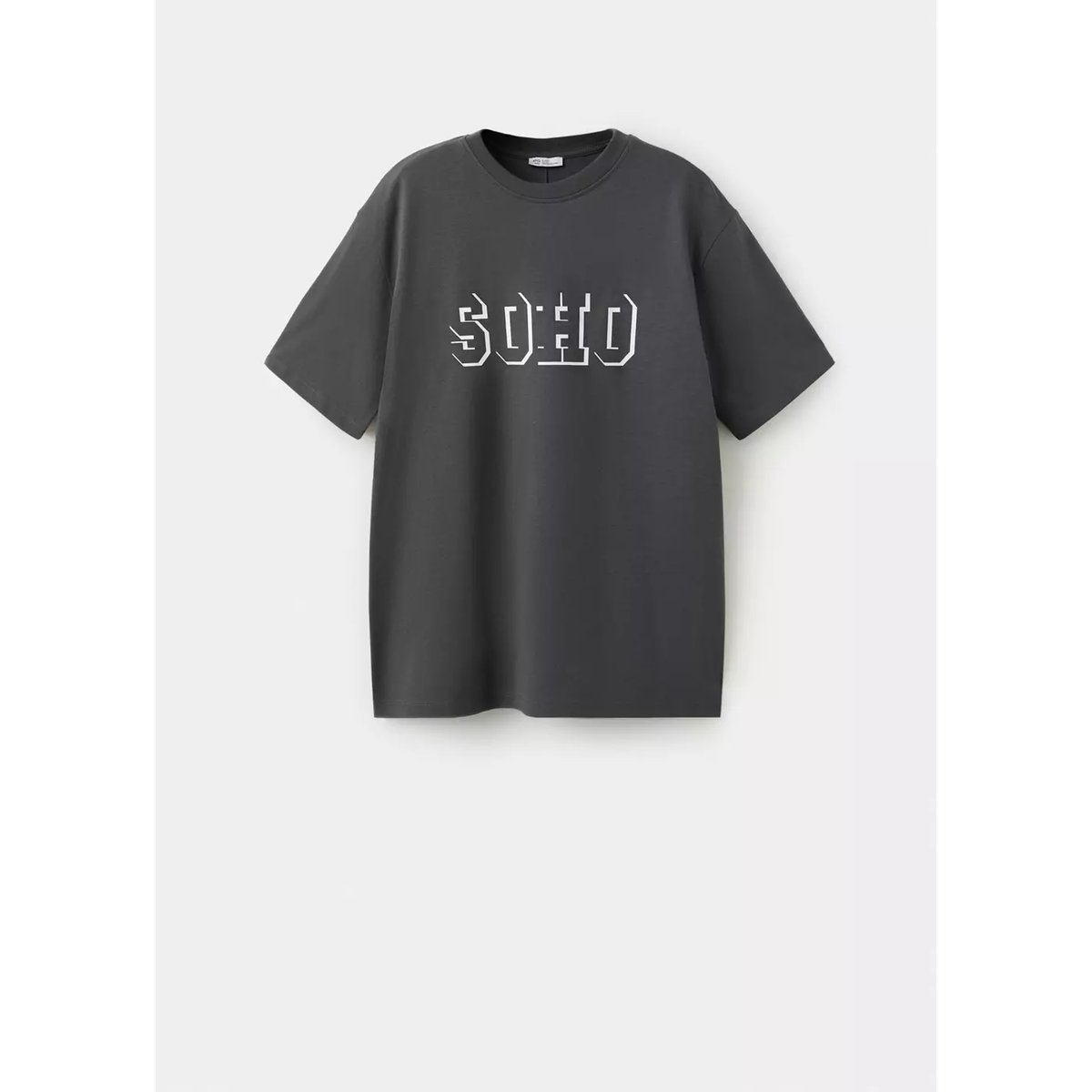 T-shirt coton détail imprimé gris anthracite, MANGO TEEN