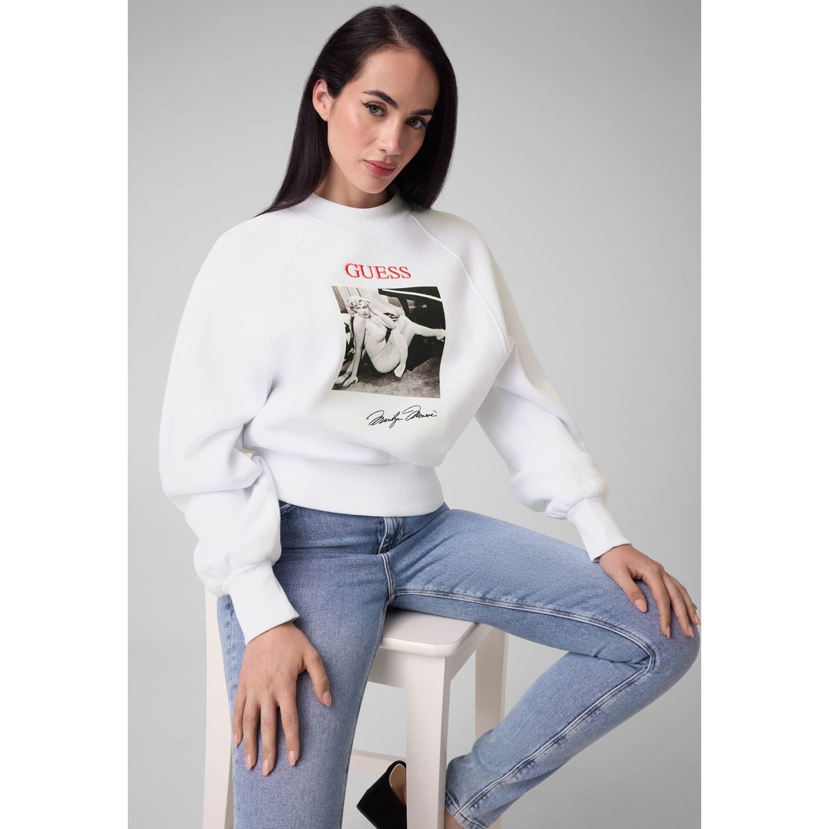 Sweat-Shirt Imprimé Marilin blanc, GUESS