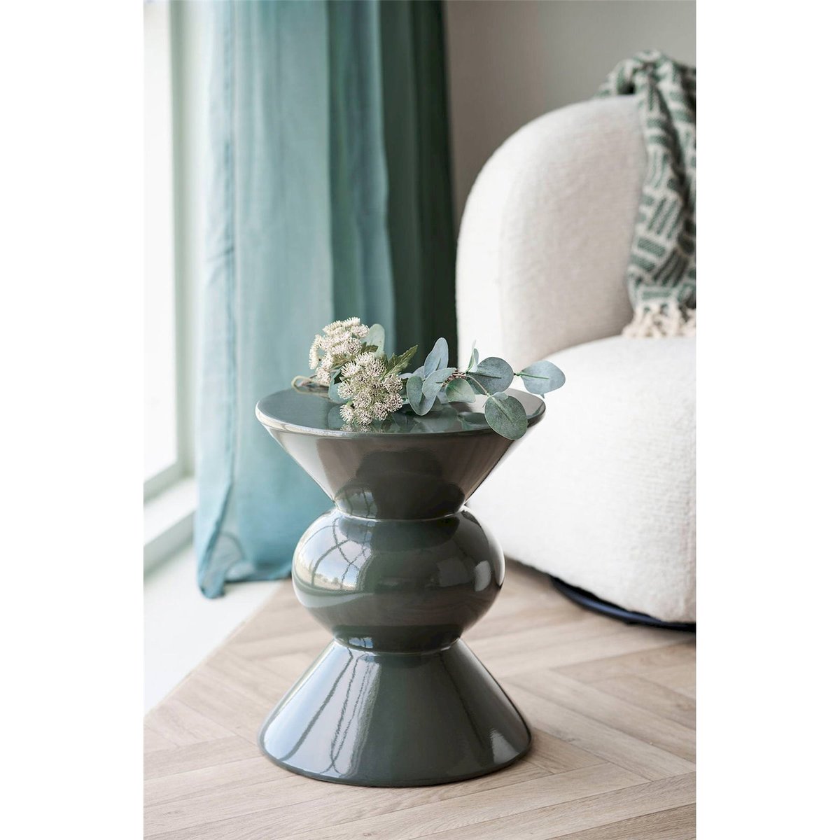 Table d'appoint ronde ROSOLINA vert brillant, RECOLLECTION