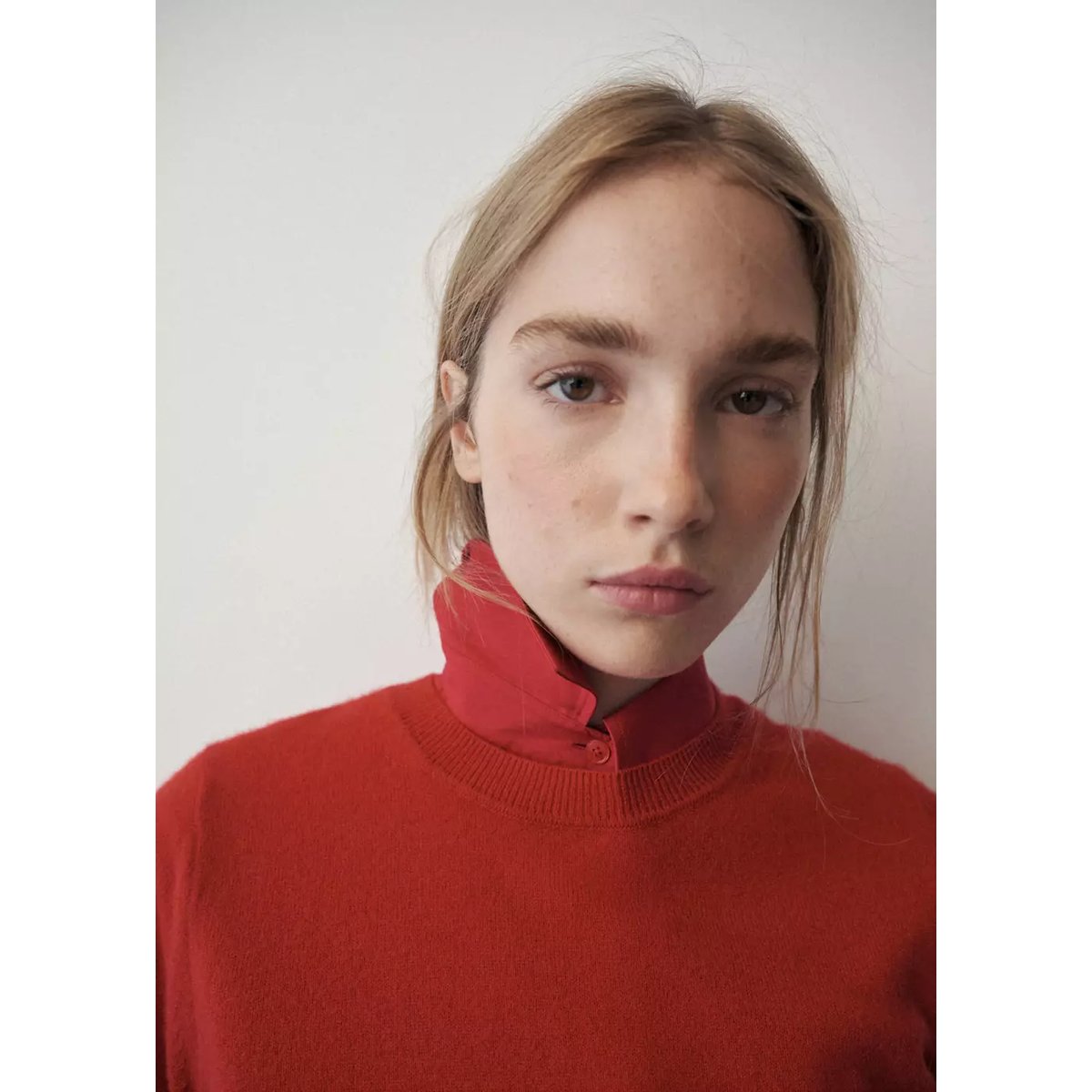 Pull-over 100 % cachemire col rond rouge, MANGO