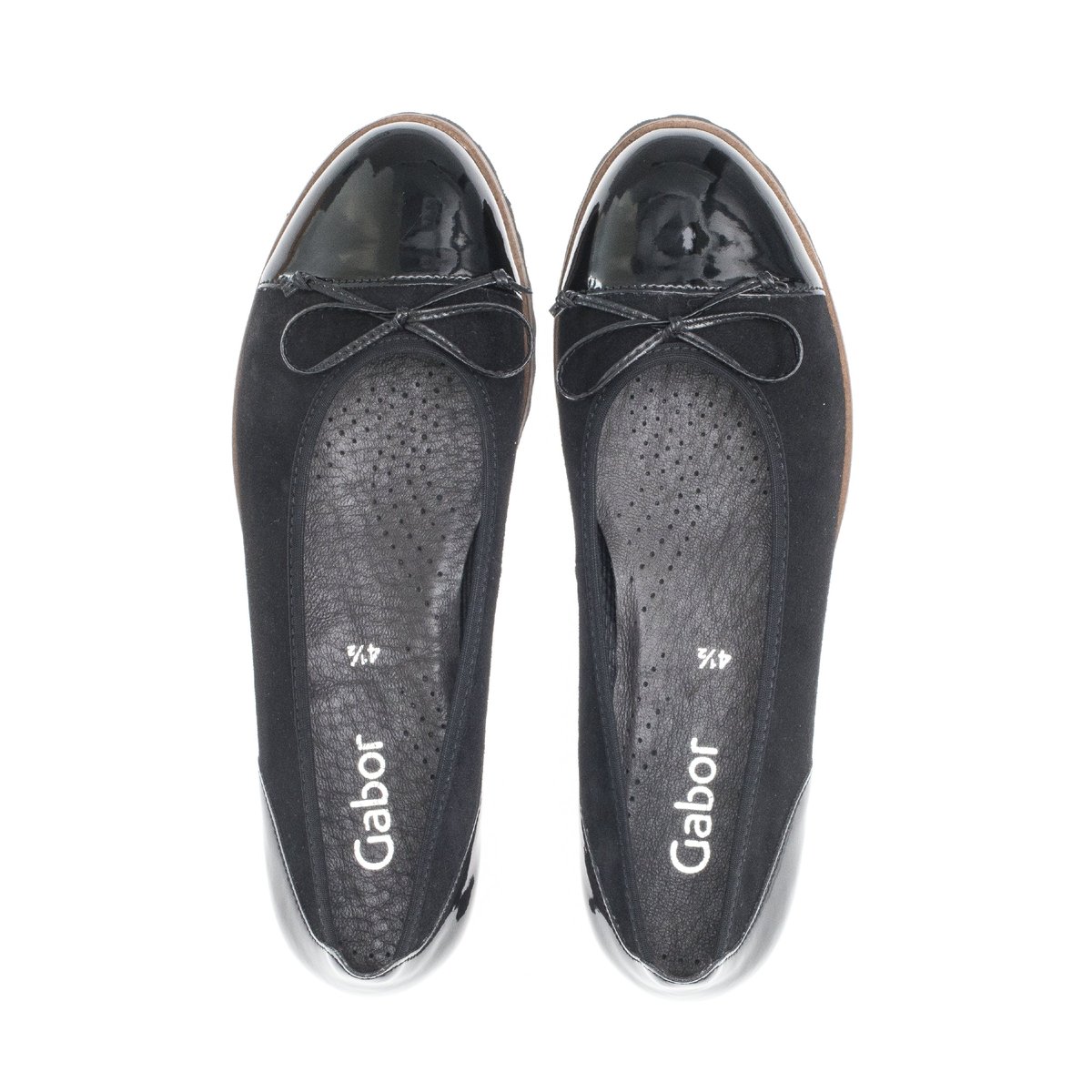 Ballerines en cuir à talon décroché noir, GABOR