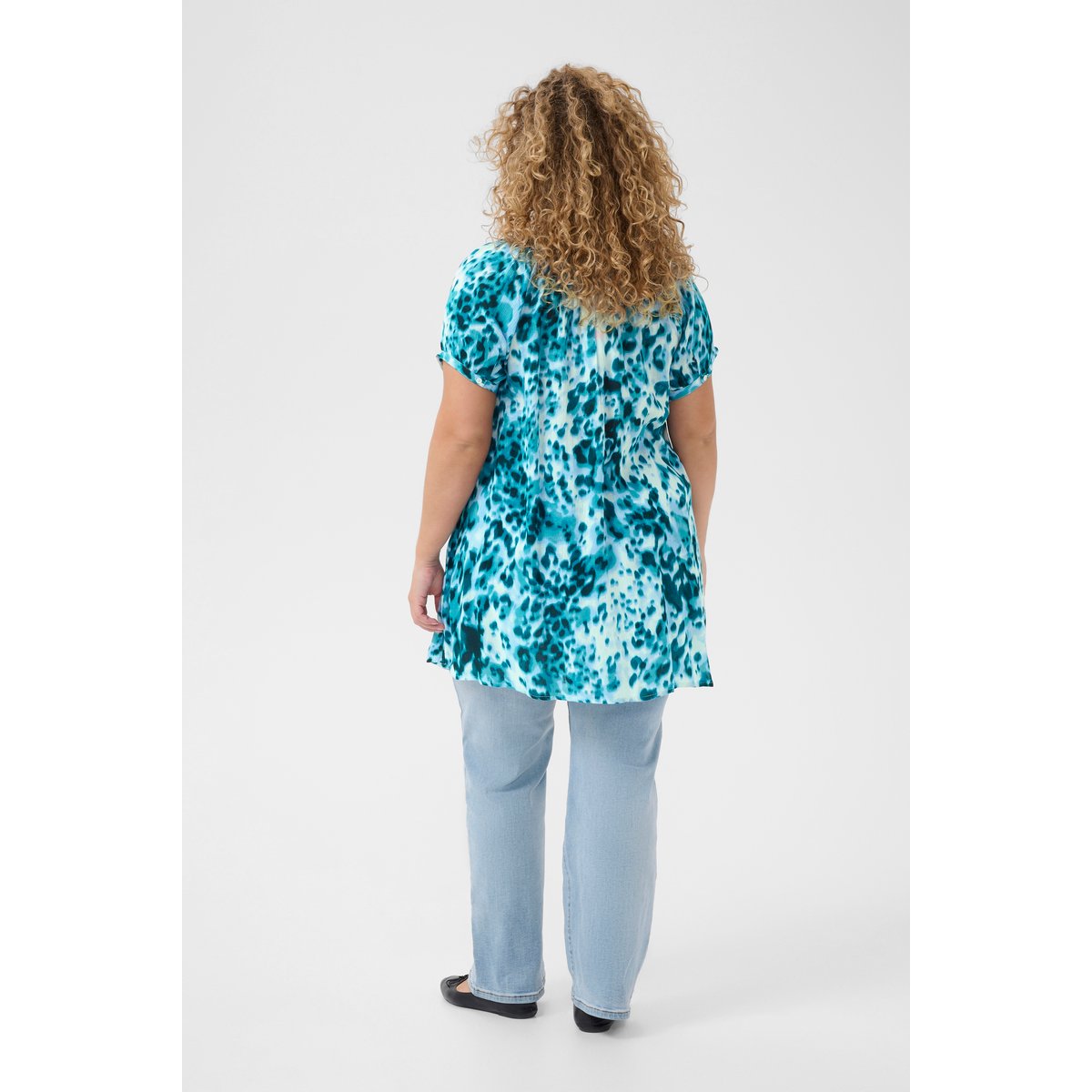 Tunic bleu teal leopard print, KAFFE CURVE