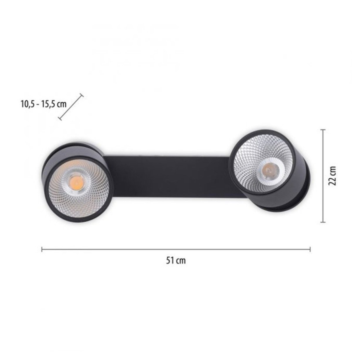Rampe 2 Spots Nola Noir Led Puissant Et Dimmable noir, MILLUMINE