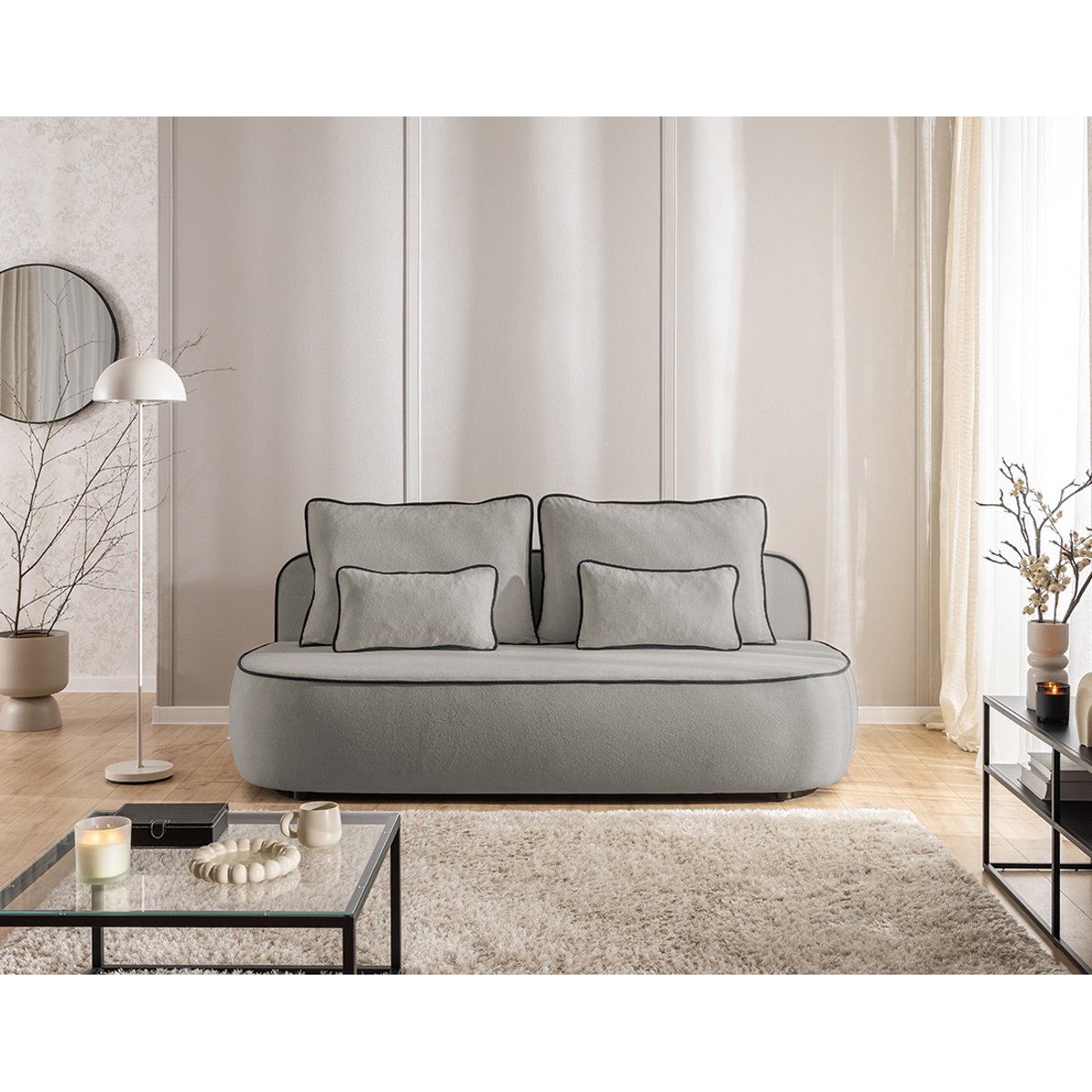 Canapé Convertible 3 places - LAURINE gris, BEST MOBILIER