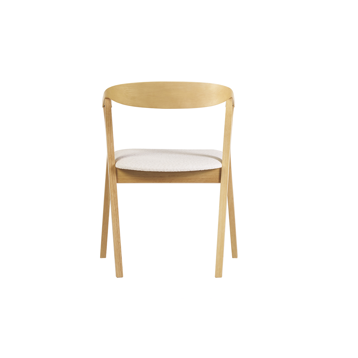 Chaises scandinaves bois clair et tissu effet laine bouclée blanc (lot de 2) BAHIA blanc, MILIBOO