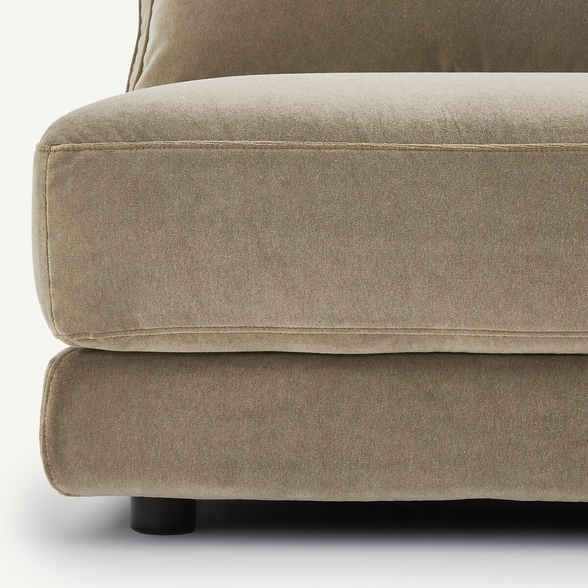 Demi-canapé droit, modulable en velours stonewashed, TIBERIO gris shiitaké, AM.PM
