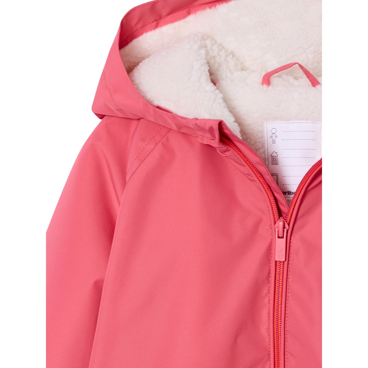 Coupe-vent à capuche doublé sherpa rose, VERTBAUDET