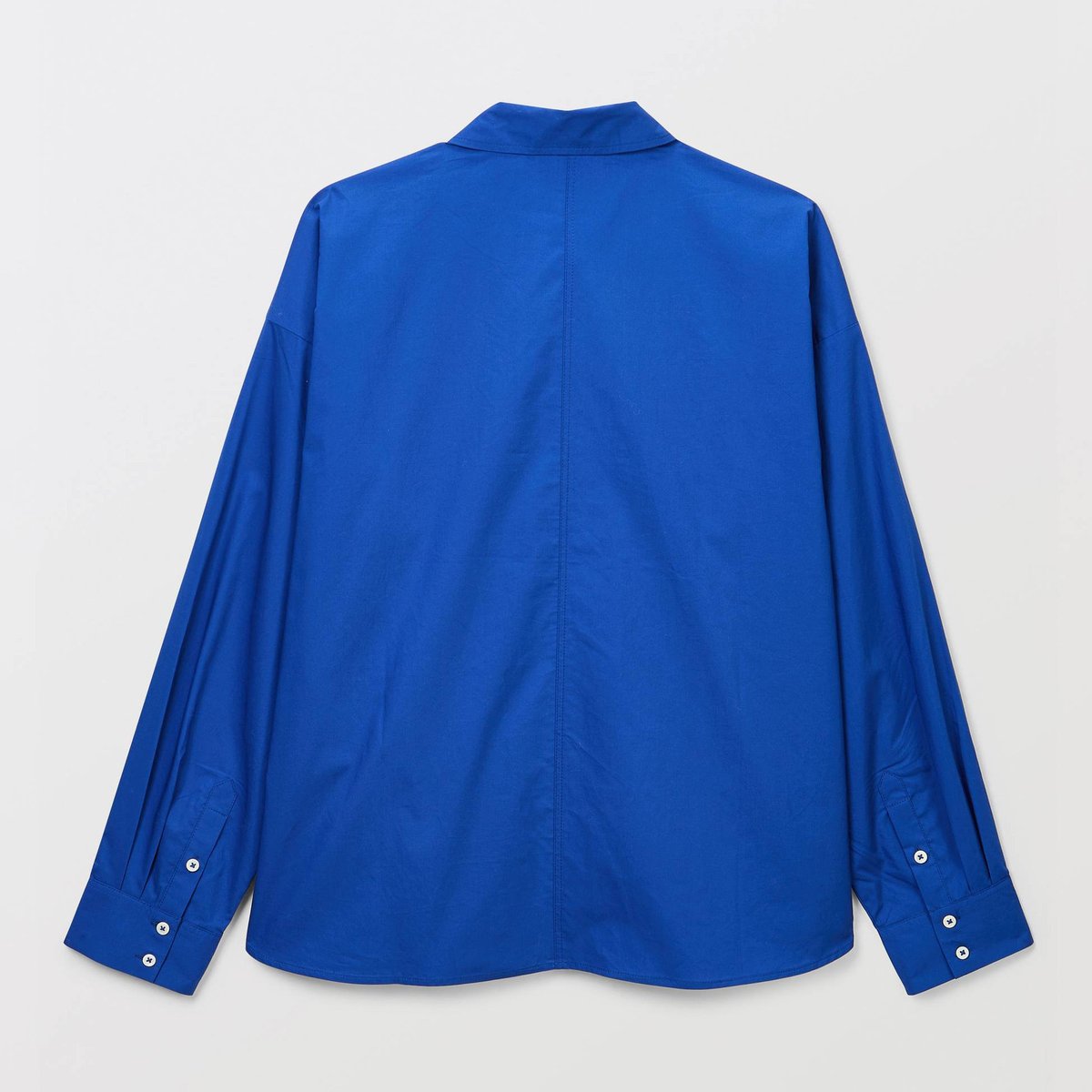 Chemise manches longues unie en coton BIO GOTS bleu roi, MONOPRIX