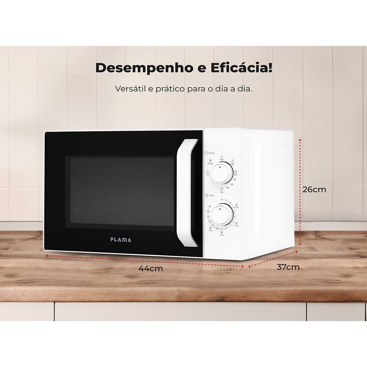 Micro-ondas 20L Com Grill Branco 1843FL, FLAMA branco, FLAMA