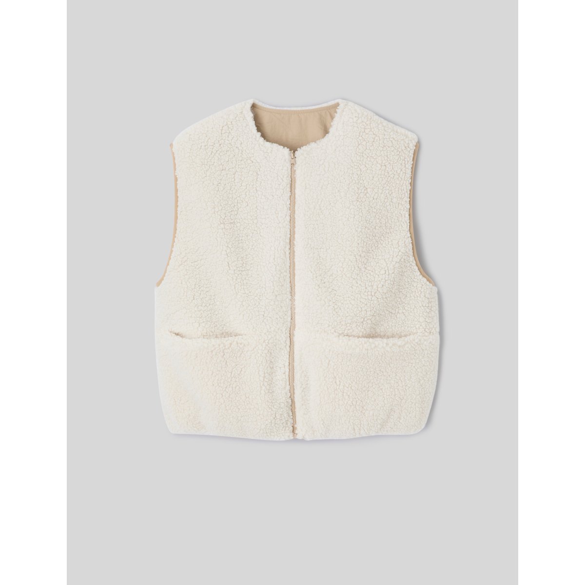 Gilet réversible sans manches sherpa brown, BZB