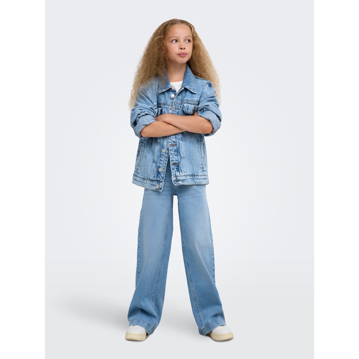 Jean À Jambe Large light blue denim 1, KIDS ONLY