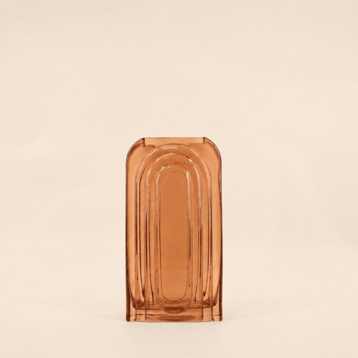 Vase verre vintage géométrique, H28cm marron, ORNAMI