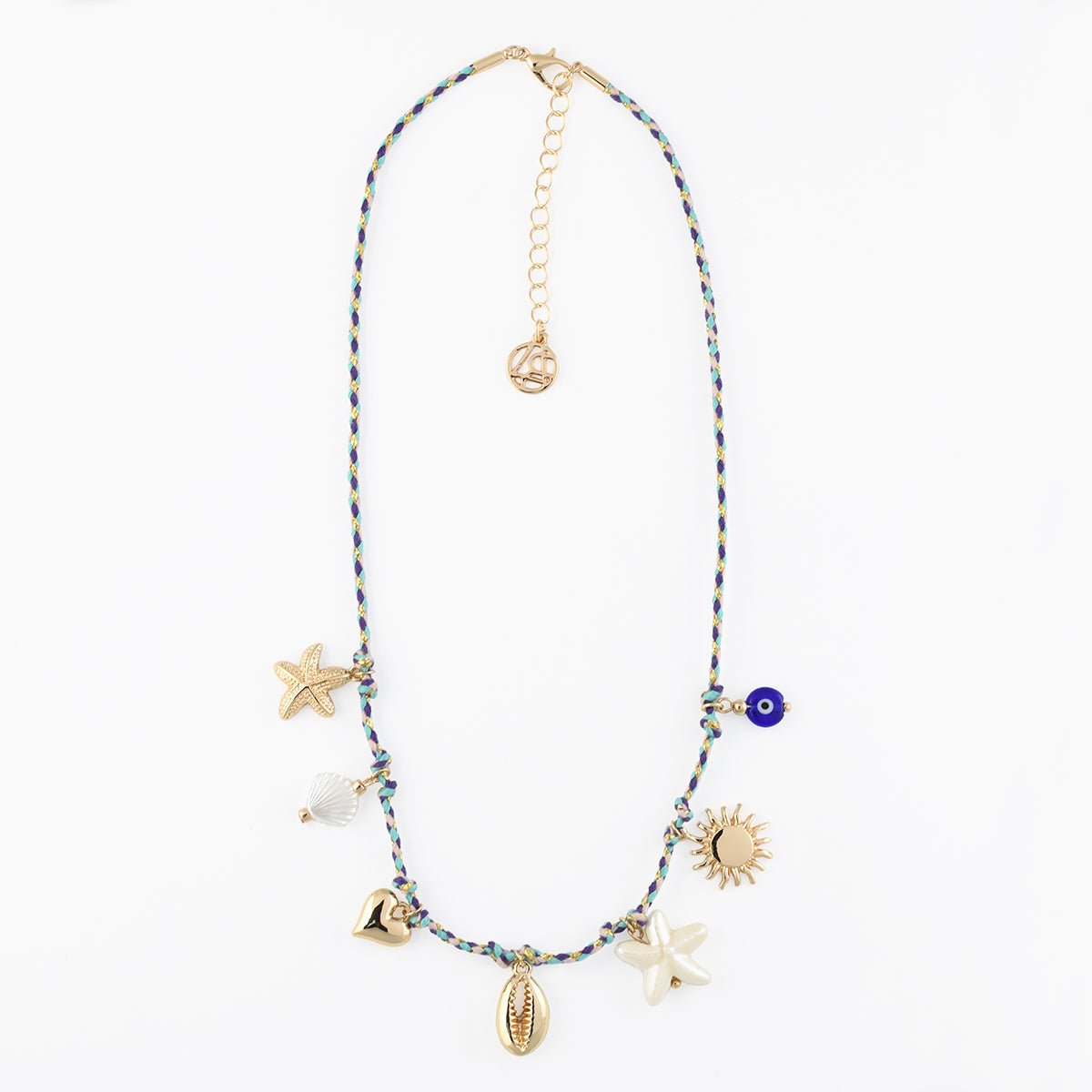 Collier cordon à charms coquillage bleu, BALABOOSTE