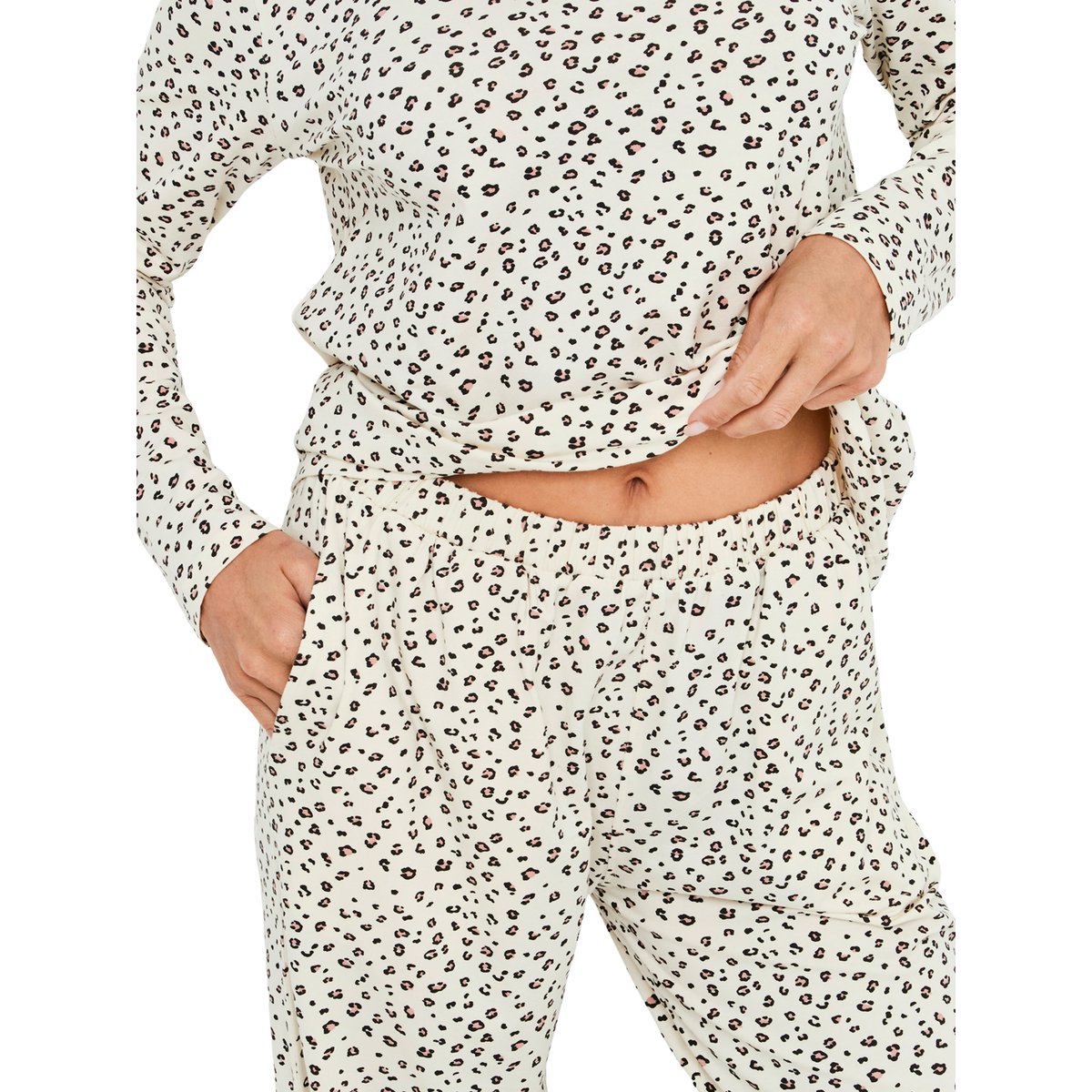 Pyjama pantalon top manches longues Wild Calm ivoire, SELMARK