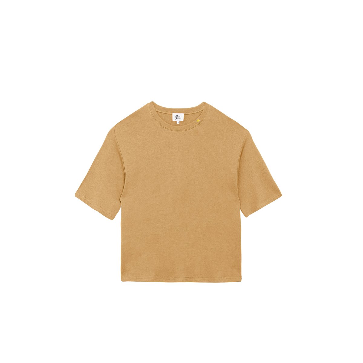 T-shirt manches courtes col rond imprimé à rayures TAIS 15-camel, LA PETITE ETOILE