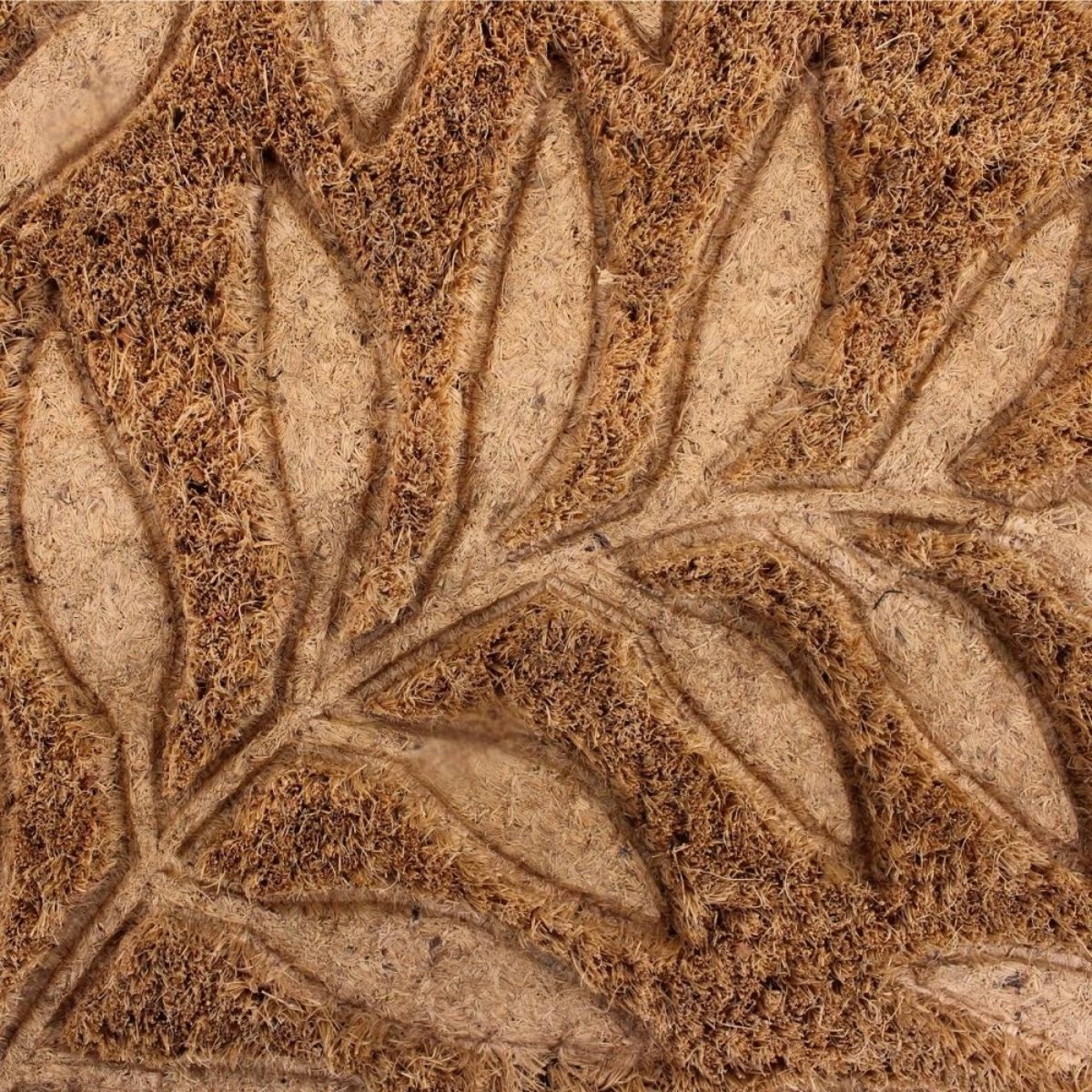 Paillasson de marche coco embossé feuillages 25x75cm marron, ORNAMI