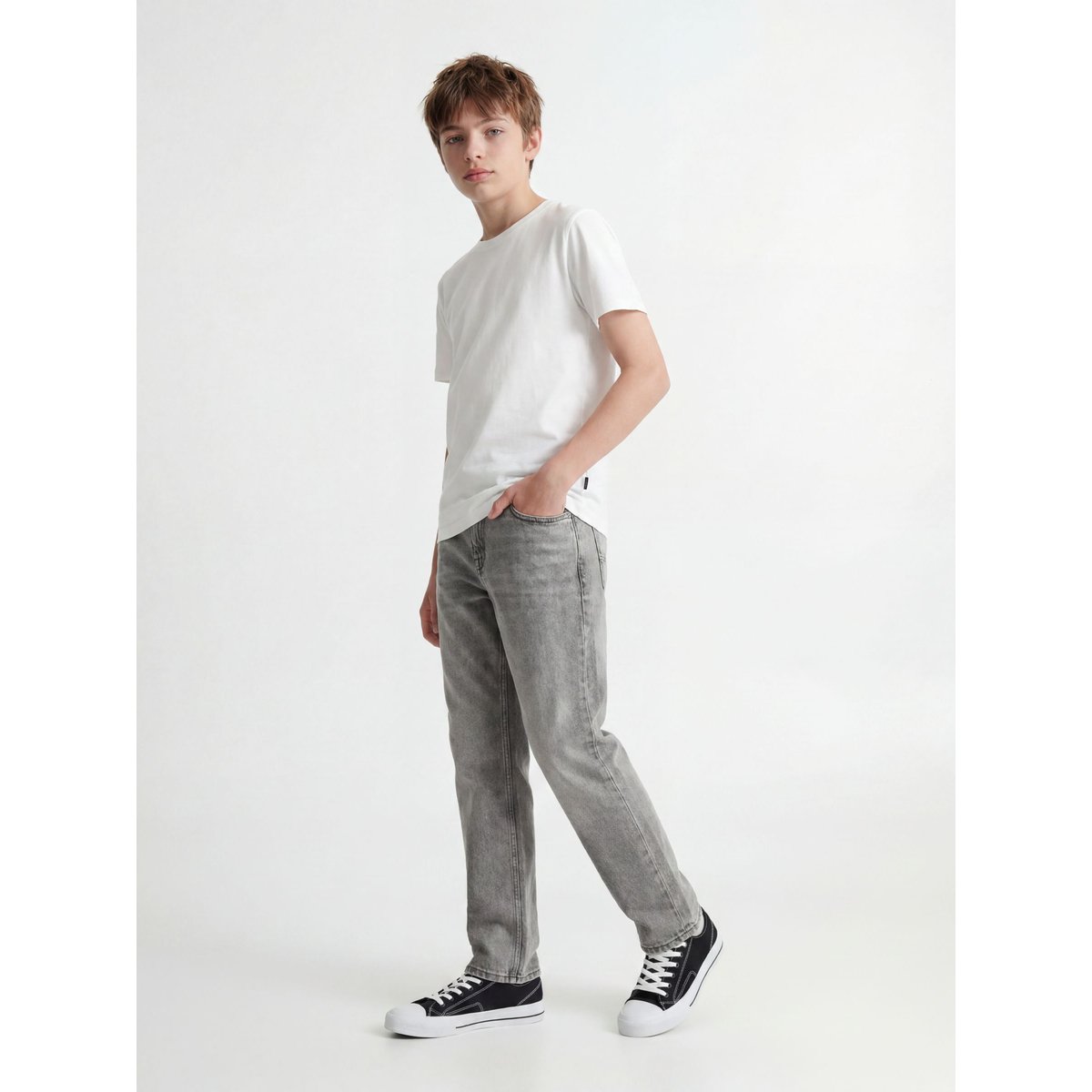 Jean coupe loose grey denim, JACK & JONES JUNIOR