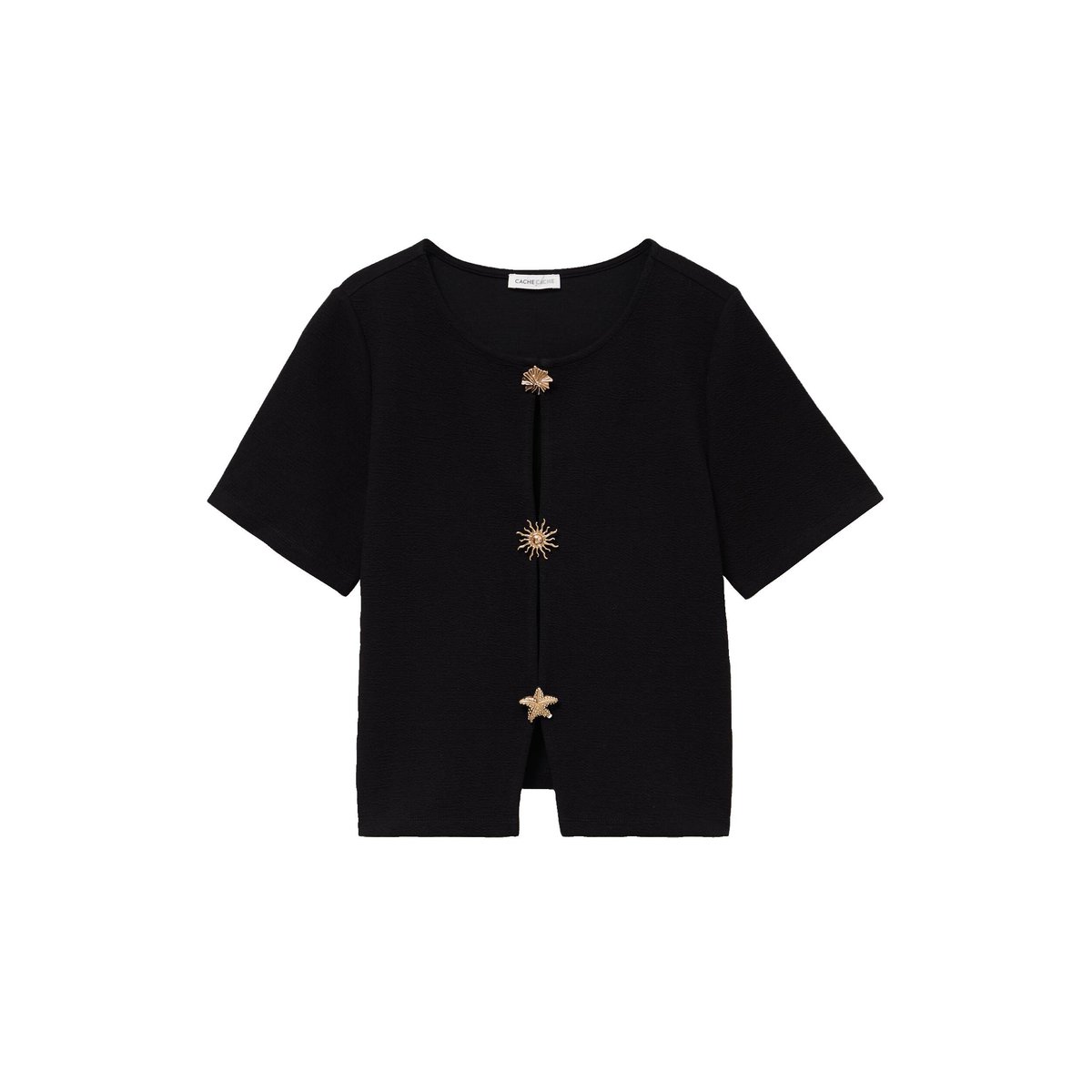 Gilet droit court manches courtes noir, CACHE CACHE