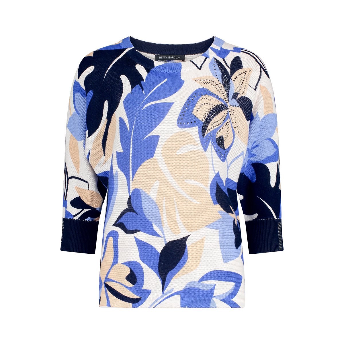 Pull-over en maille à imprimé light blue/cream, BETTY BARCLAY