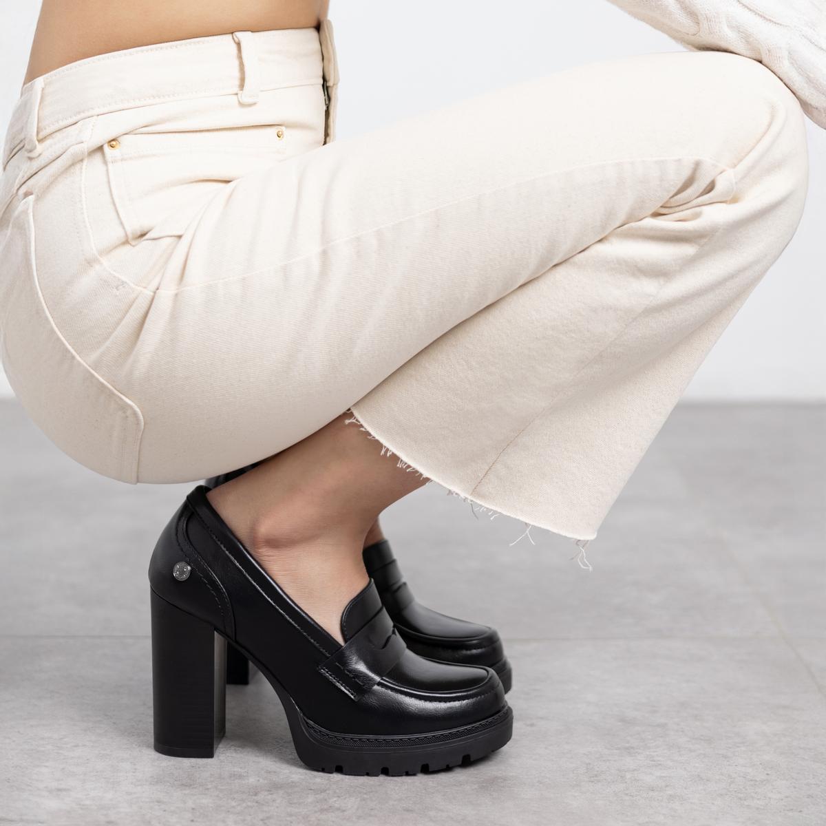 Chaussure Mocassin Talon Décontractée noir, REFRESH