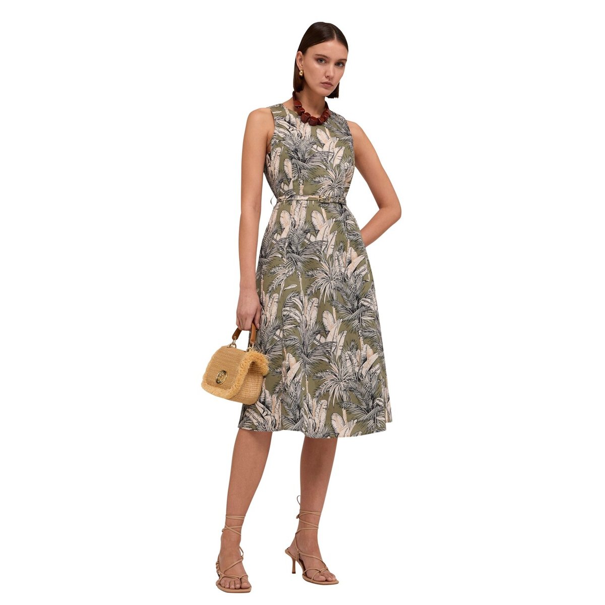 Robe évasée à motif jungle verde militare, MOTIVI