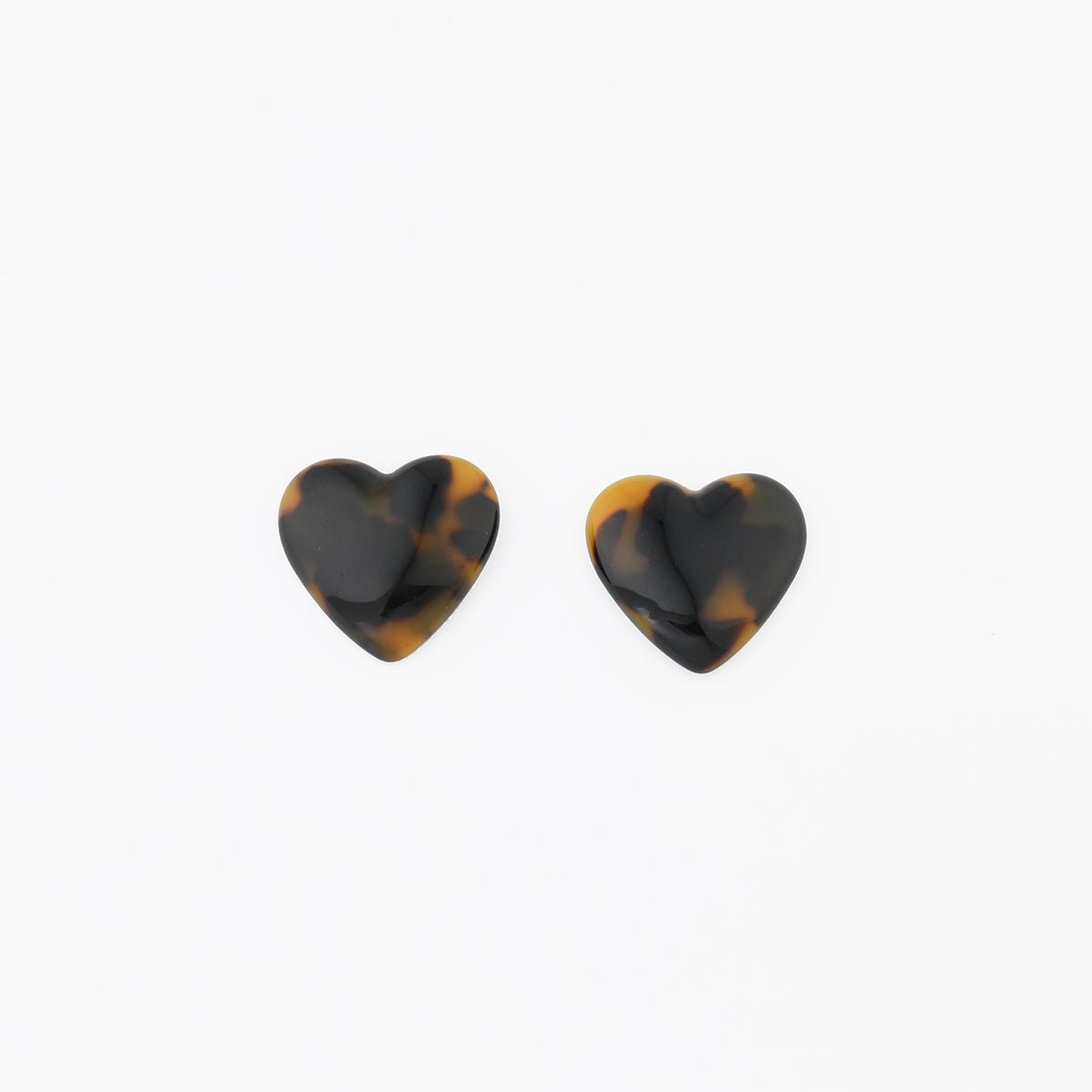Boucles d'oreilles cœurs en résine écaille marron, BALABOOSTE