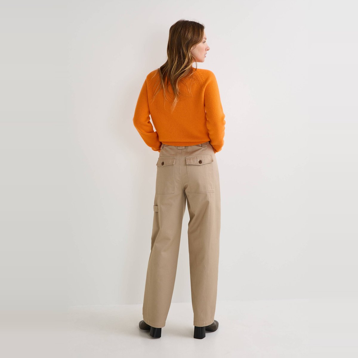 Pantalon large en coton glaise, MONOPRIX