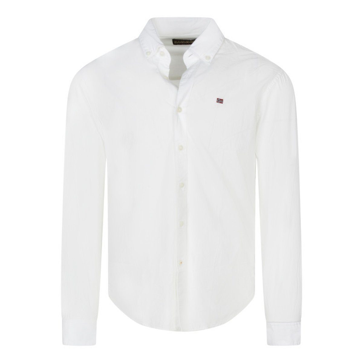 Chemise coupe regular fit Napapijri en coton blanche avec le logo brodé en petit blanche, NAPAPIJRI