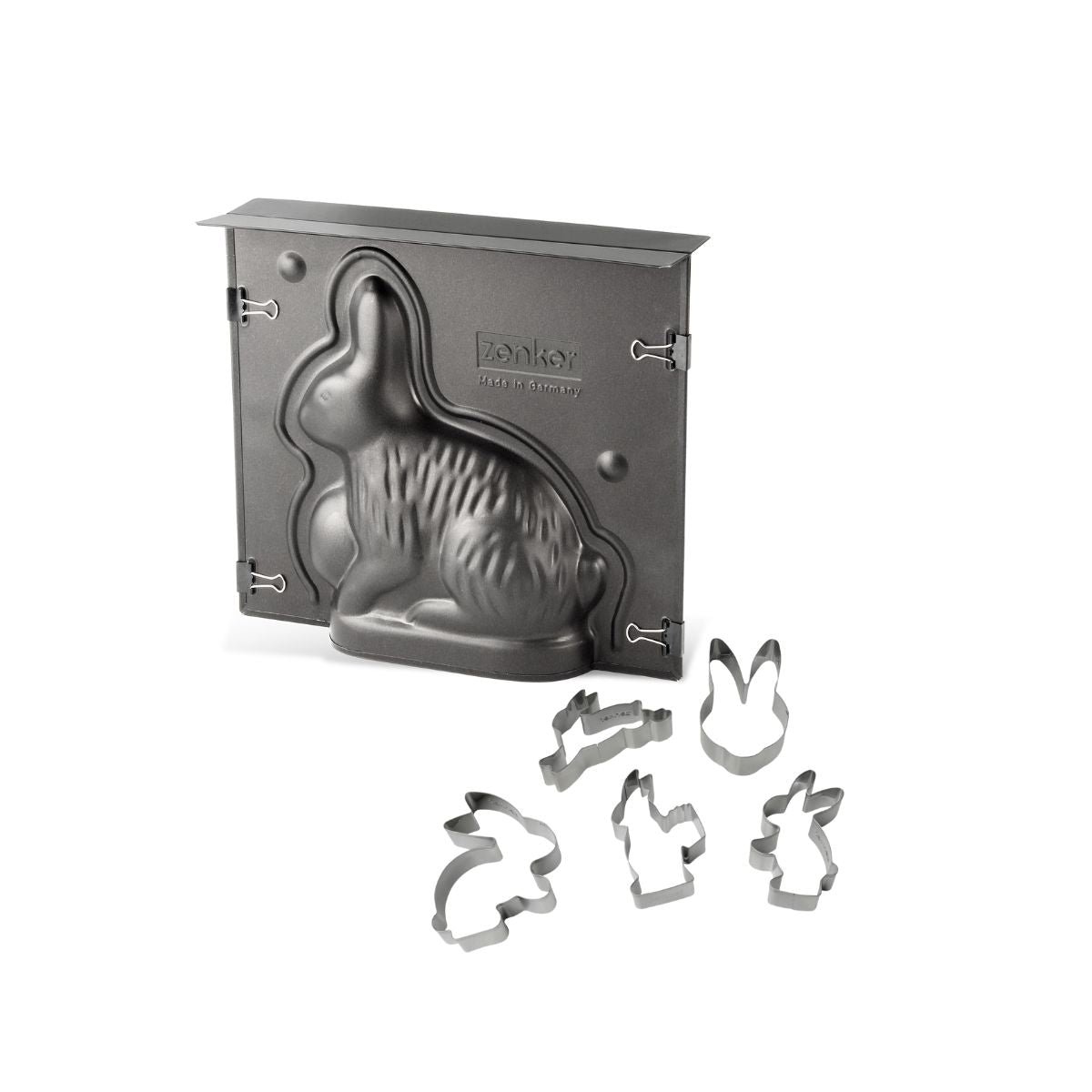 Ensemble de moule lapin de Pâques 3D et 5 emporte-pièces noir, ZENKER