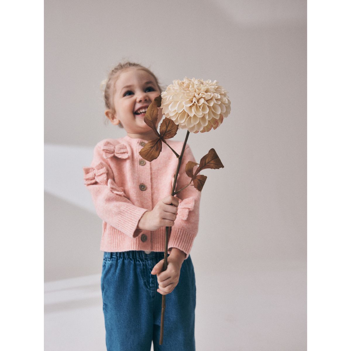 Cardigan brodé à nœud rose, NEXT