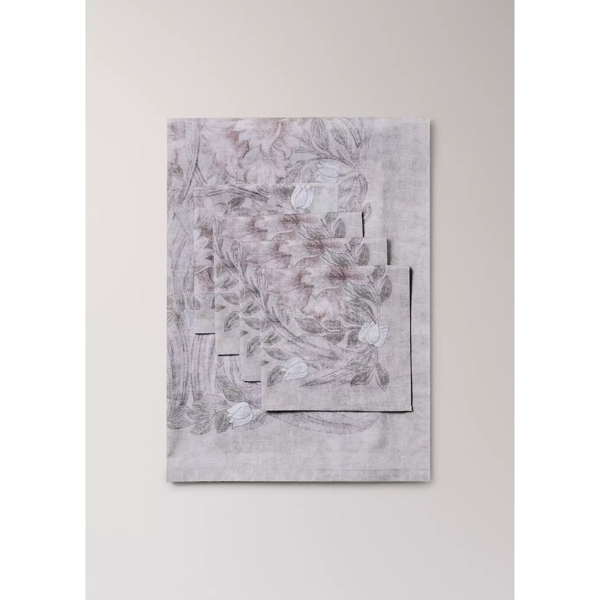 Serviettes de table imprimé fleuri 45x45 cm gris, MANGO HOME