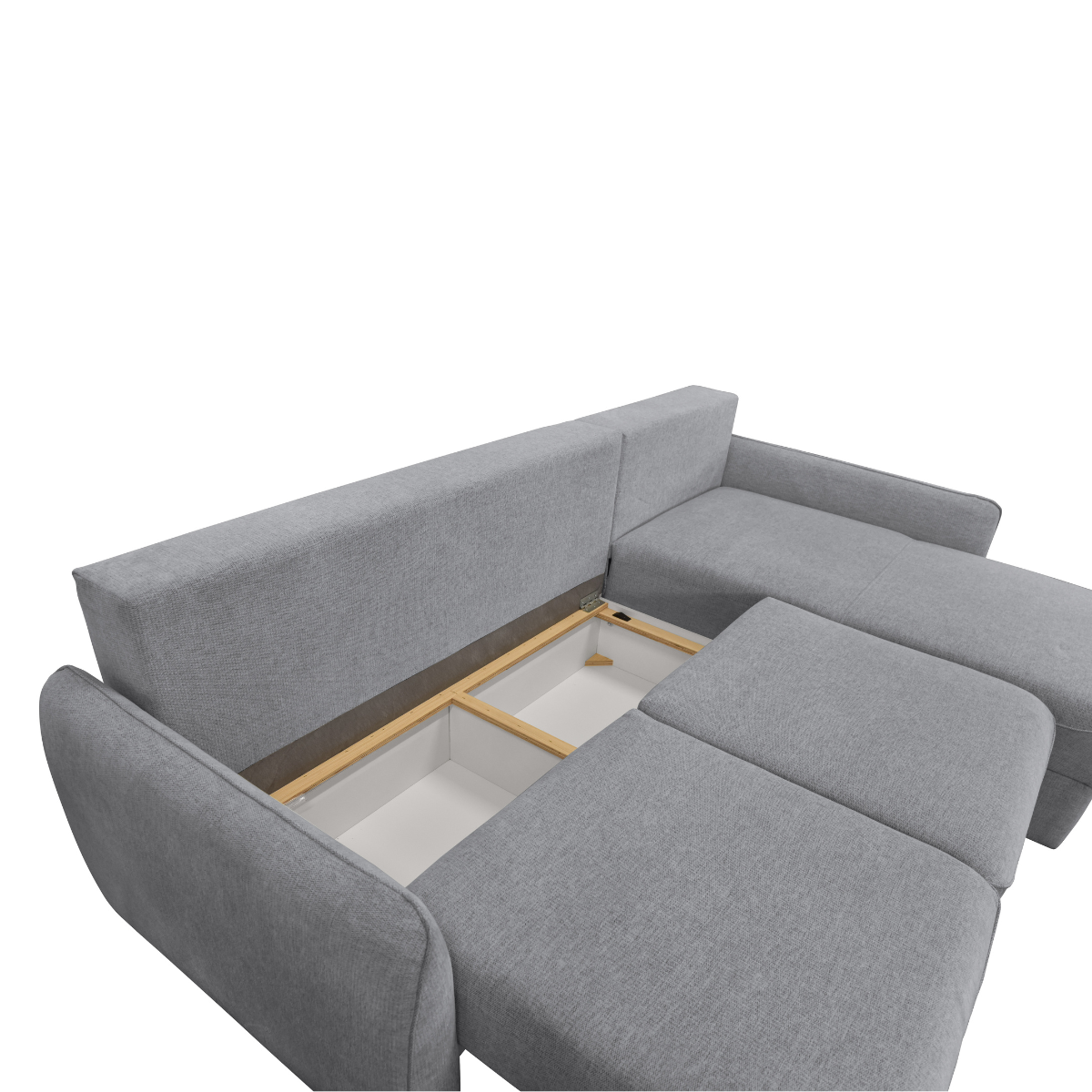 Canapé d'angle convertible avec coffre 3 places L260 cm - NAOMI gris, CALICOSY