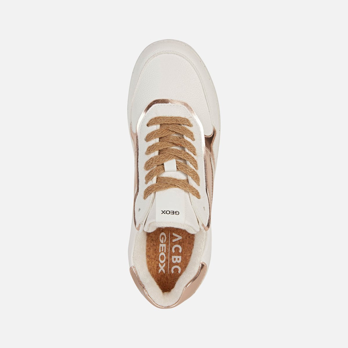 Baskets respirantes Jaysen x ACBC blanc/or rose, GEOX