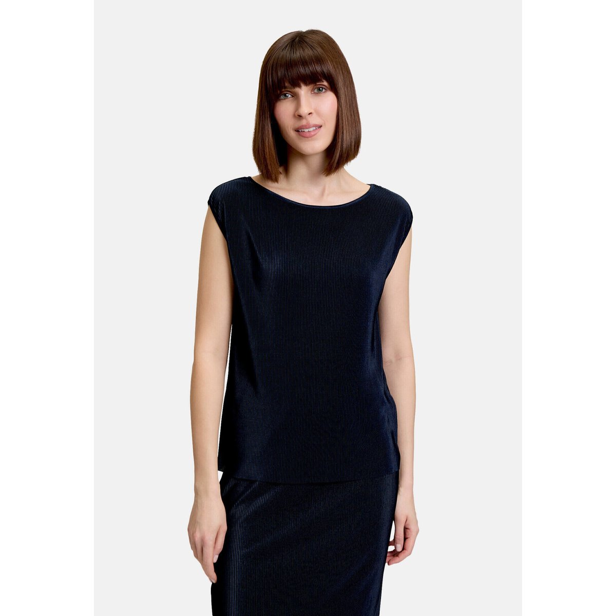 Haut façon blouse à plis navy blue, BETTY & CO