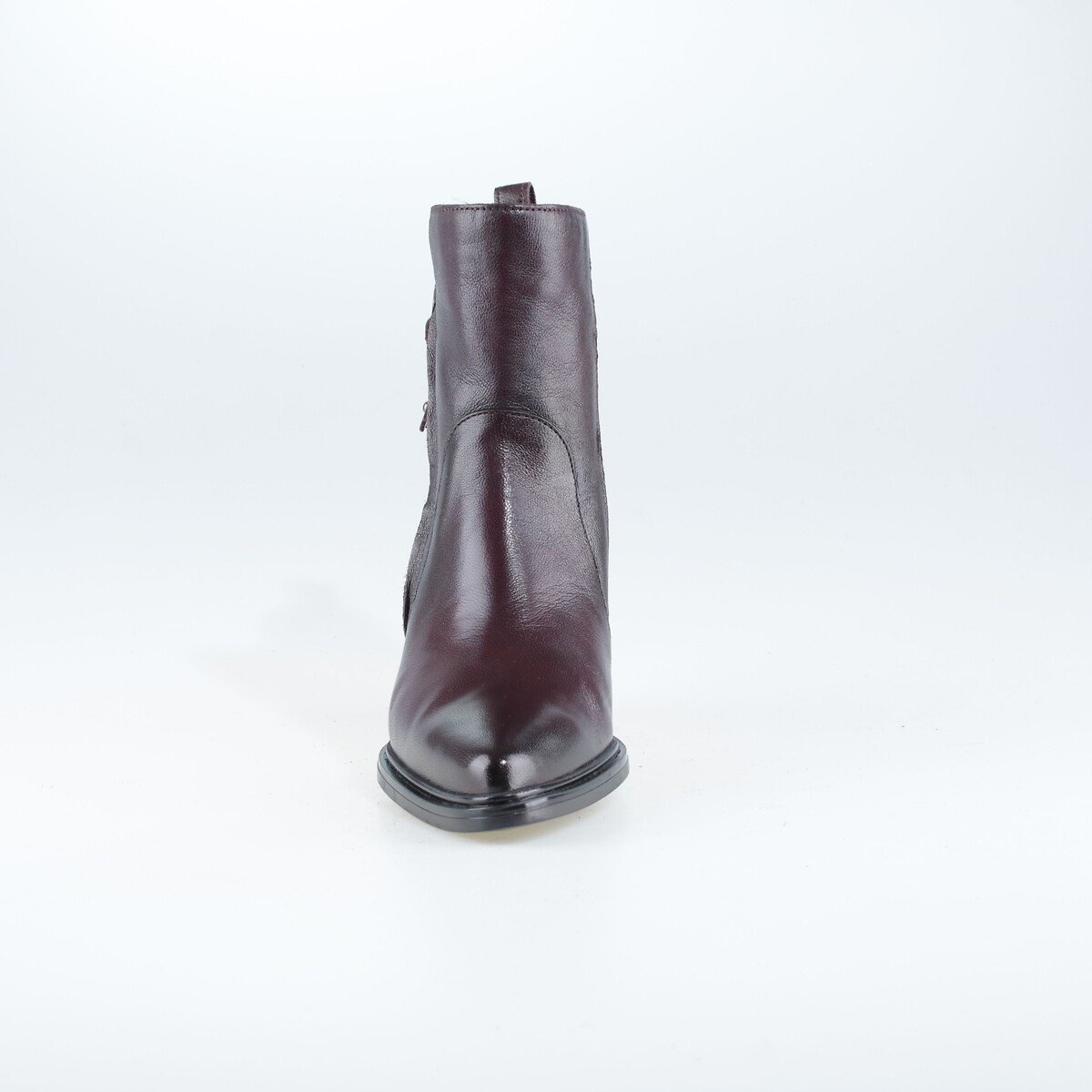 Botines de puntera afilada con cremallera, de piel castaña, MJUS