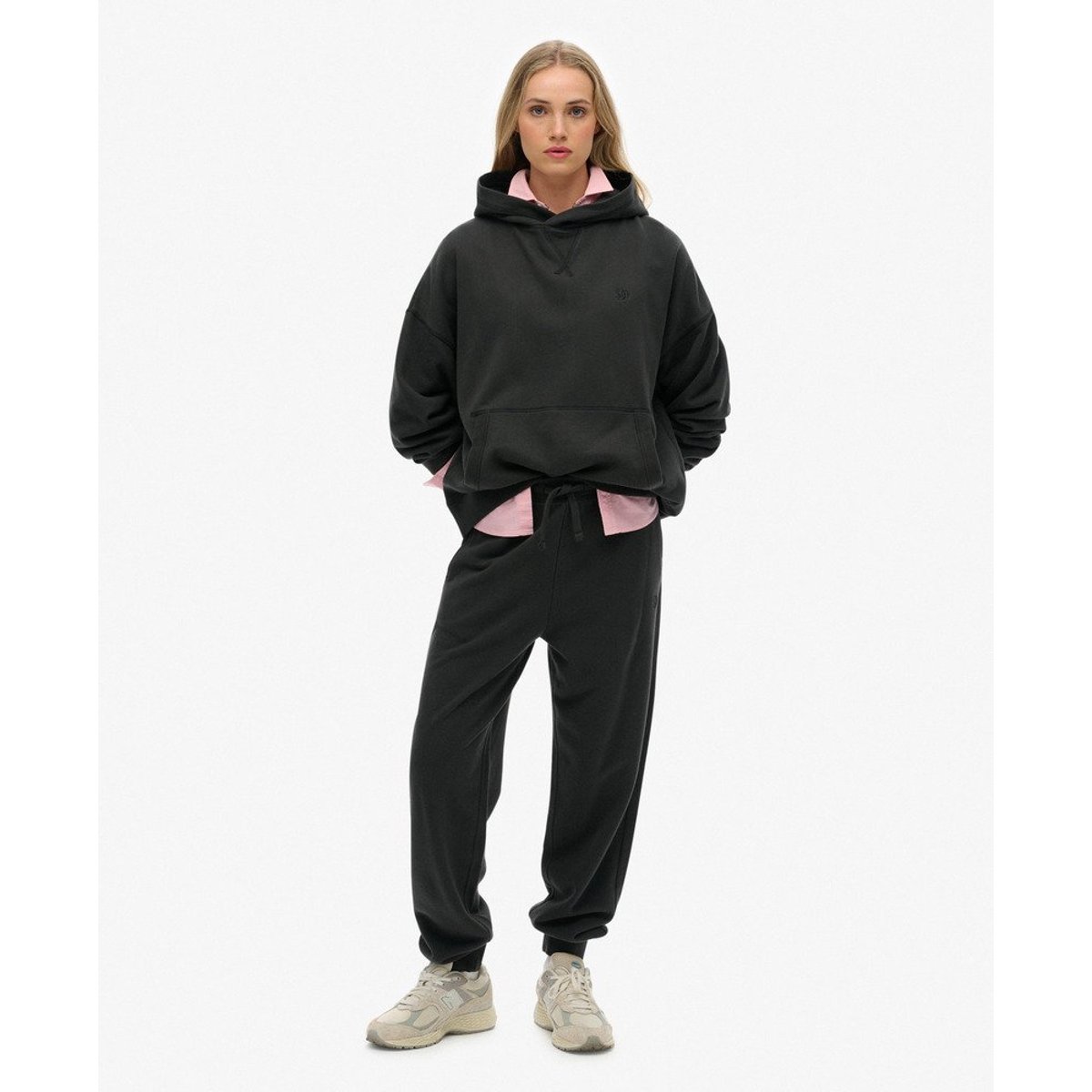 Joggers Studios à Poignets noir délavé, SUPERDRY
