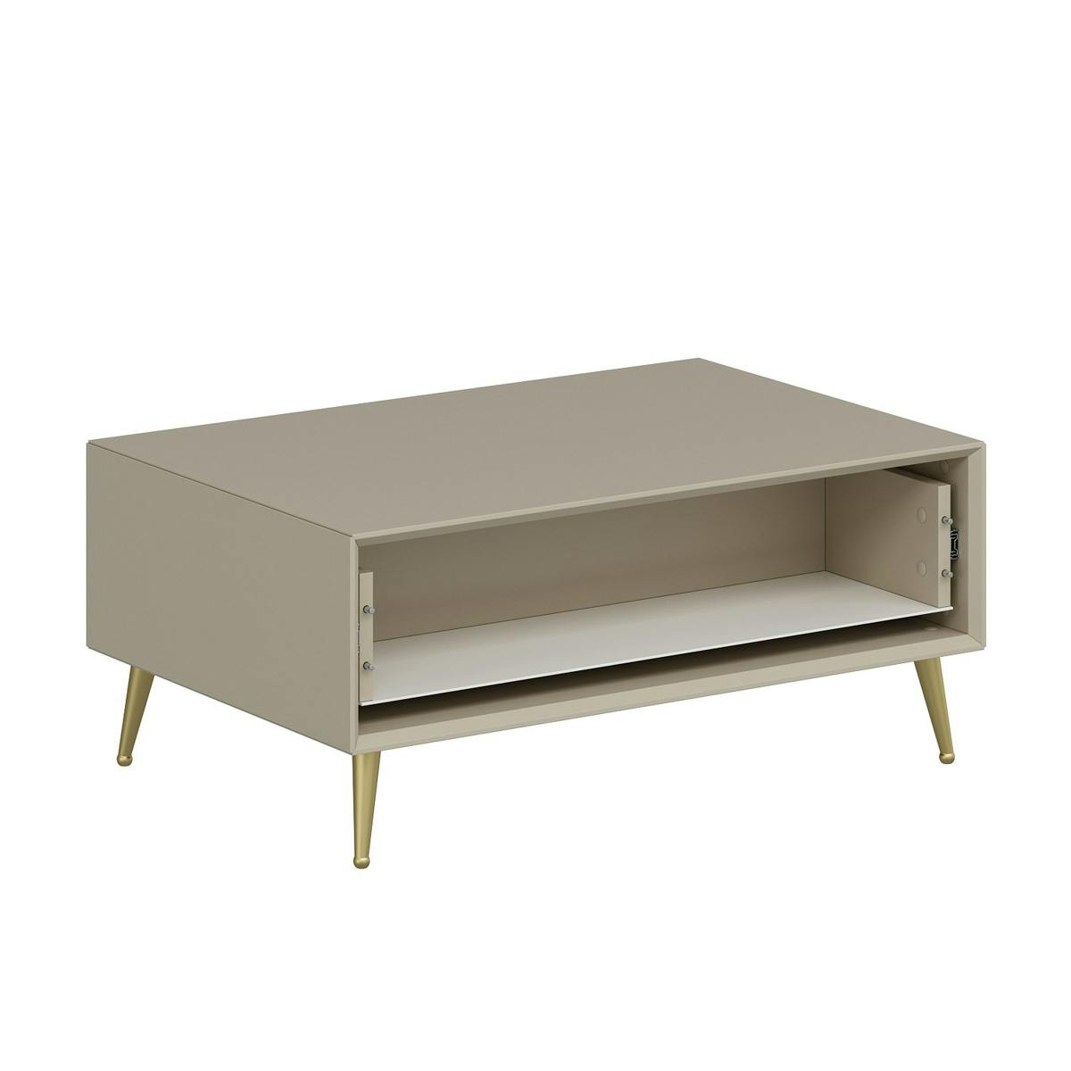 Table basse rectangulaire beige, 1 niche rainurée fermée JENA beige, PIER IMPORT
