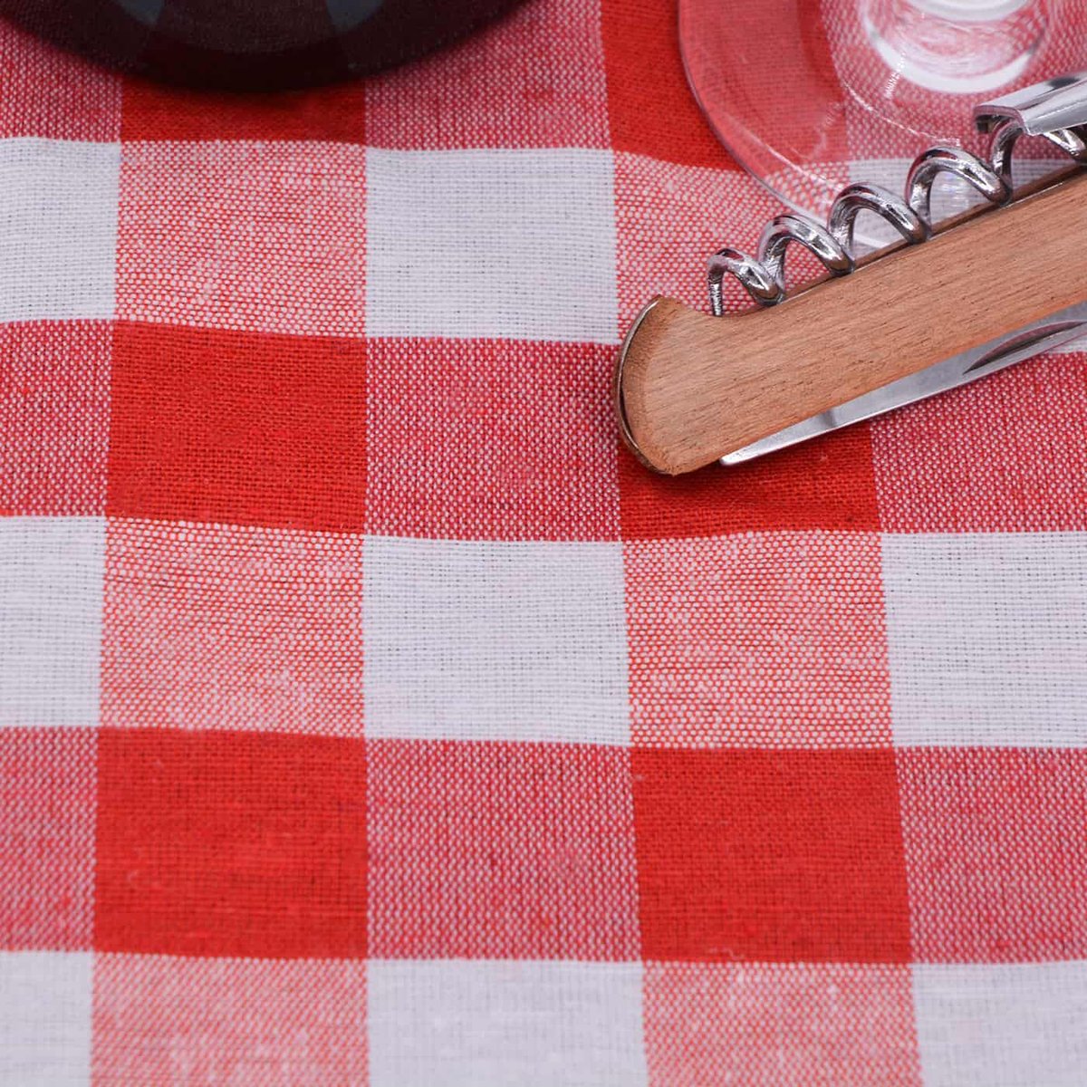 Nappe pique-nique à revers imperméable carreaux rouge et blanc, LES JARDINS DE LA COMTESSE