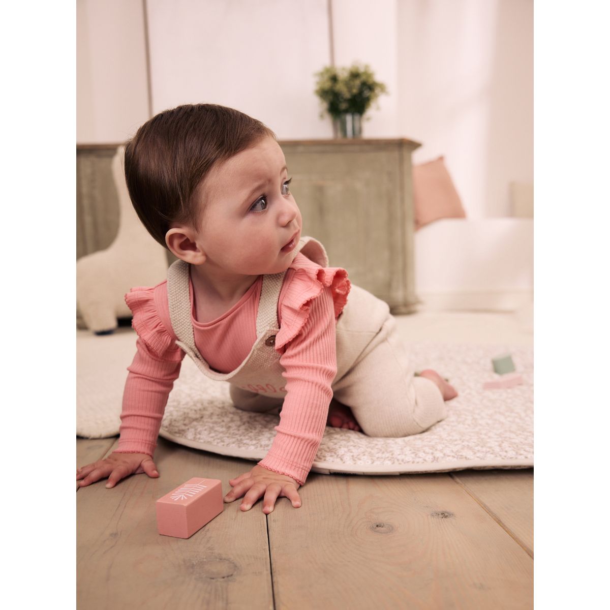 Ensemble salopette bébé maille écru, NEXT