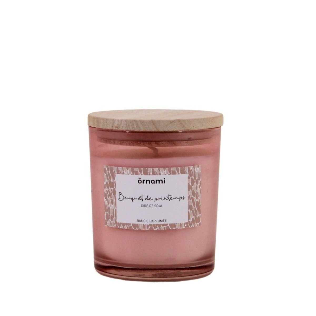 Bougie parfumée cire de soja "bouquet de printemps" 280g rose, ORNAMI