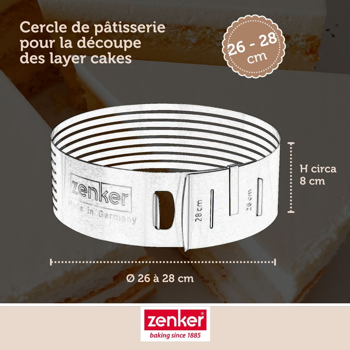 Lot de 2 cercles à pâtisserie 26/28 cm en inox SMART PASTRY gris, ZENKER
