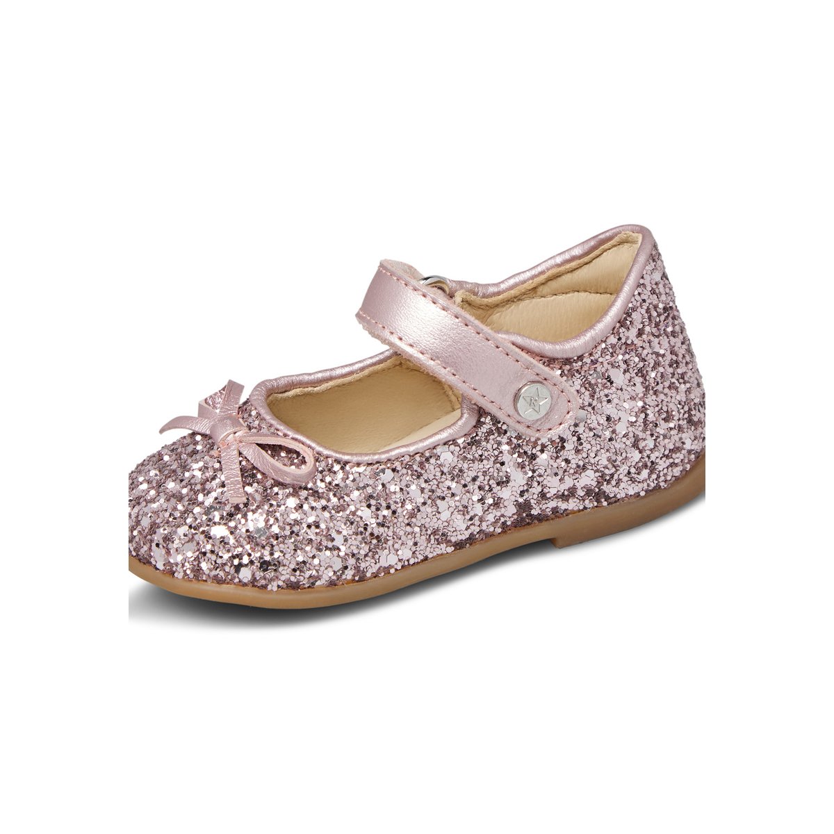 Ballerines en cuir et tissu pailleté BALLET rose-, NATURINO