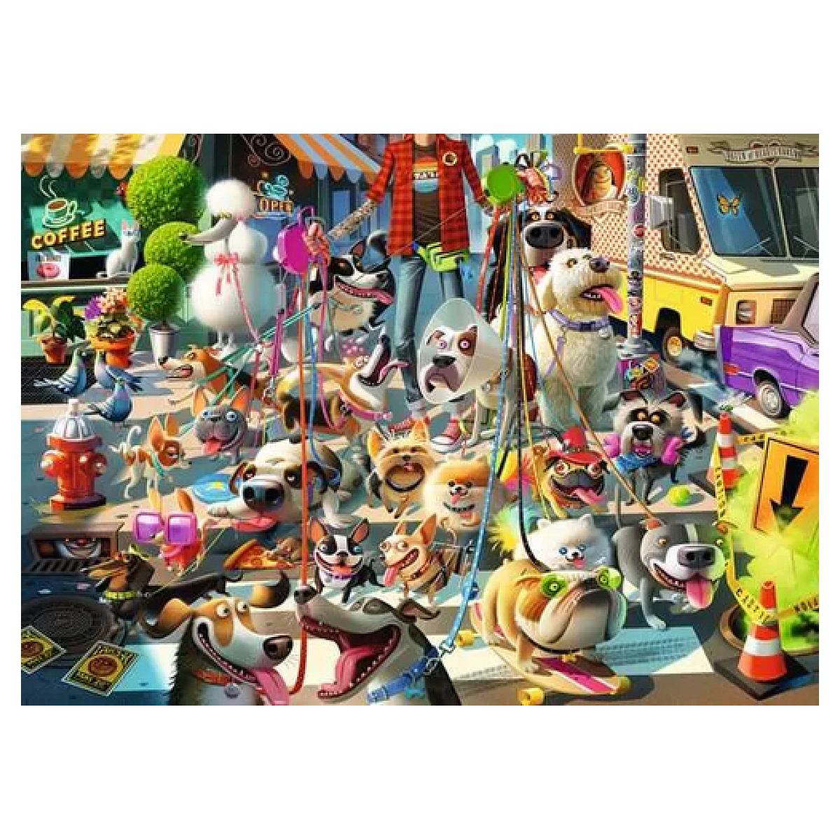 Puzzle 1000 pieces - Promeneur de chien couleur unique, RAVENSBURGER