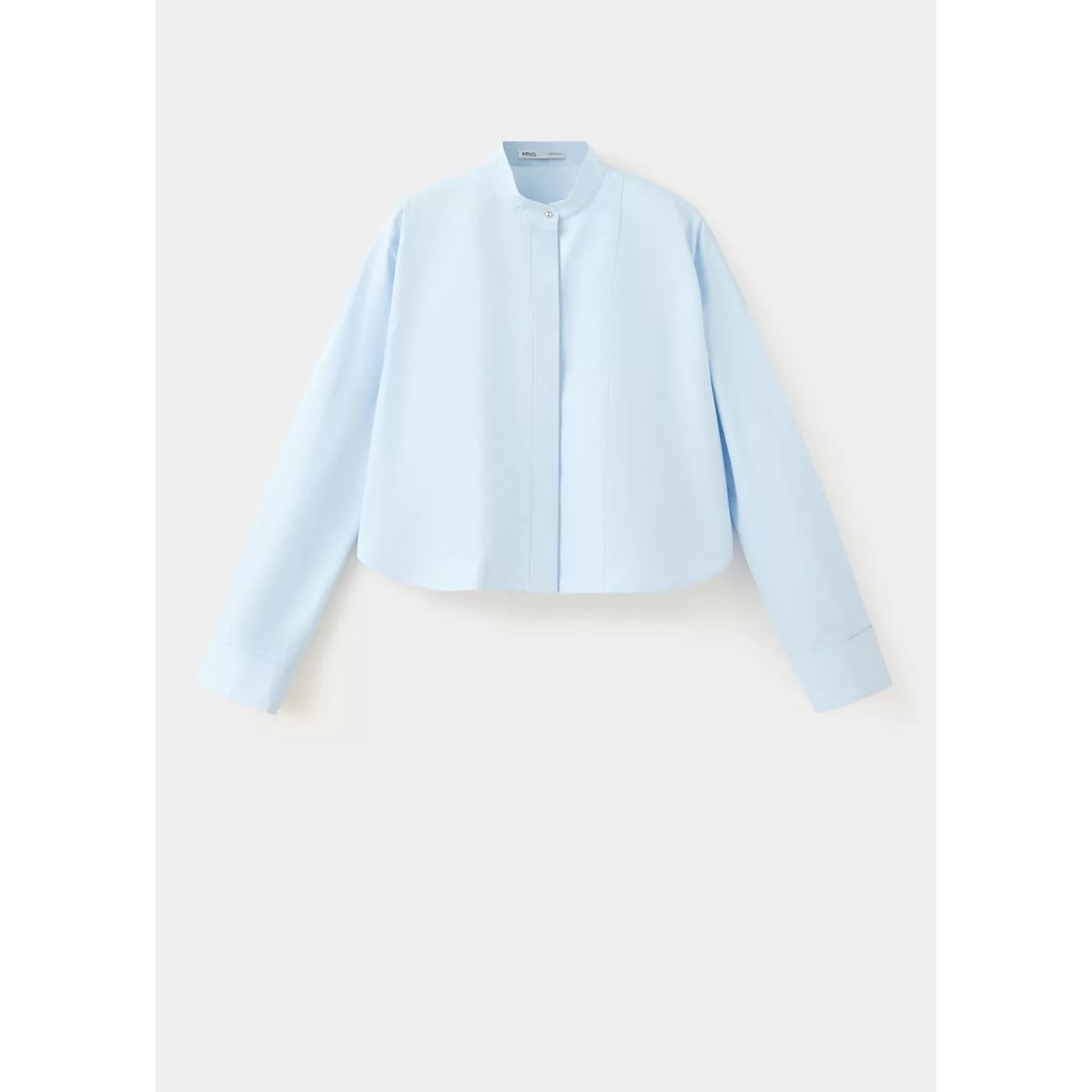 Blouse coton courte bleu, MANGO