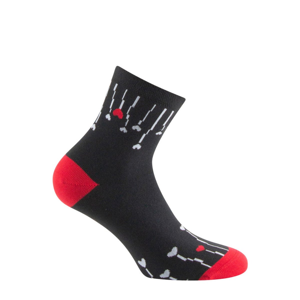 Pack de 2 Socquettes jersey Mouton placé et Coeurs Coton majoritaire noir, KINDY