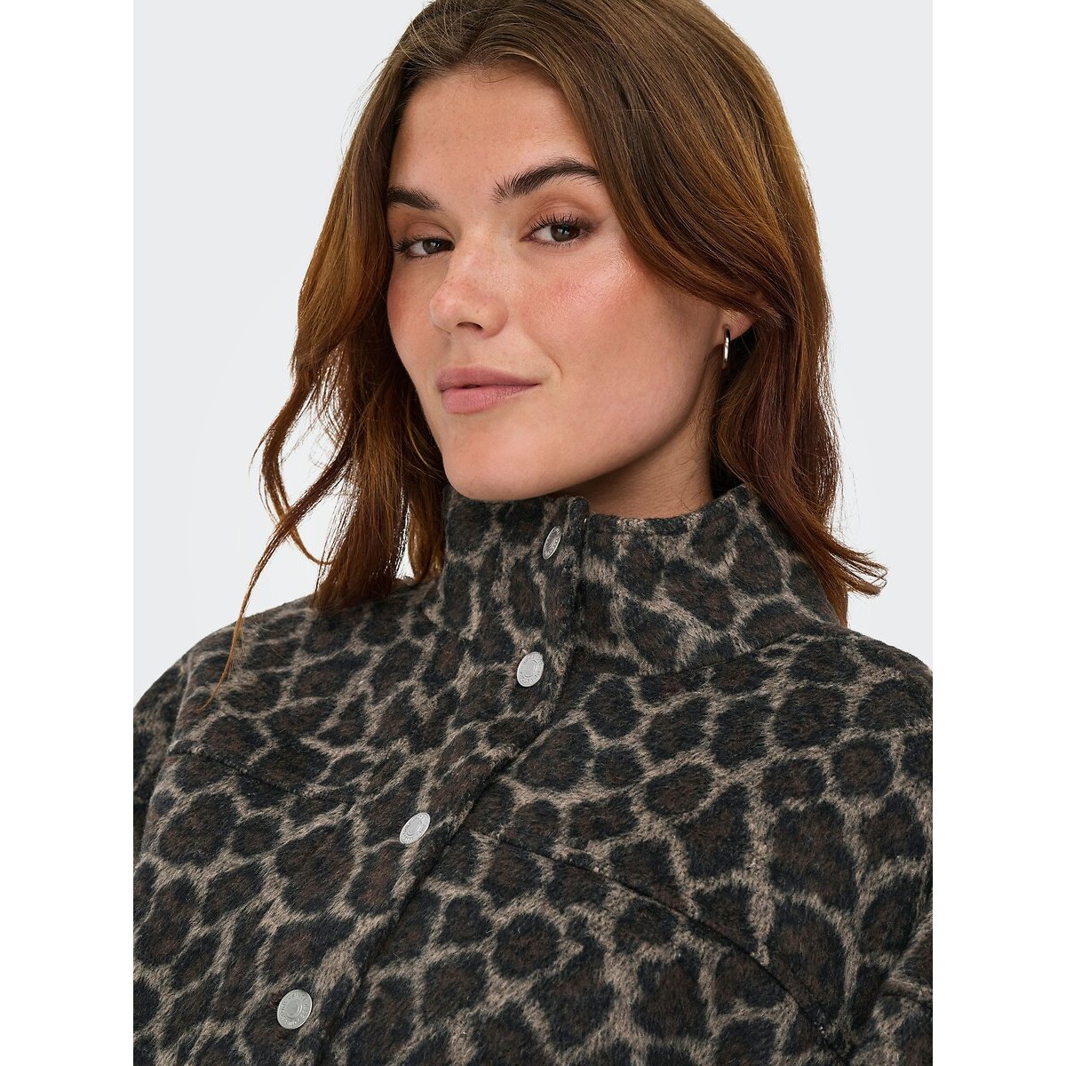 Manteau court imprimé léopard boutonné imprimé léopard, ONLY