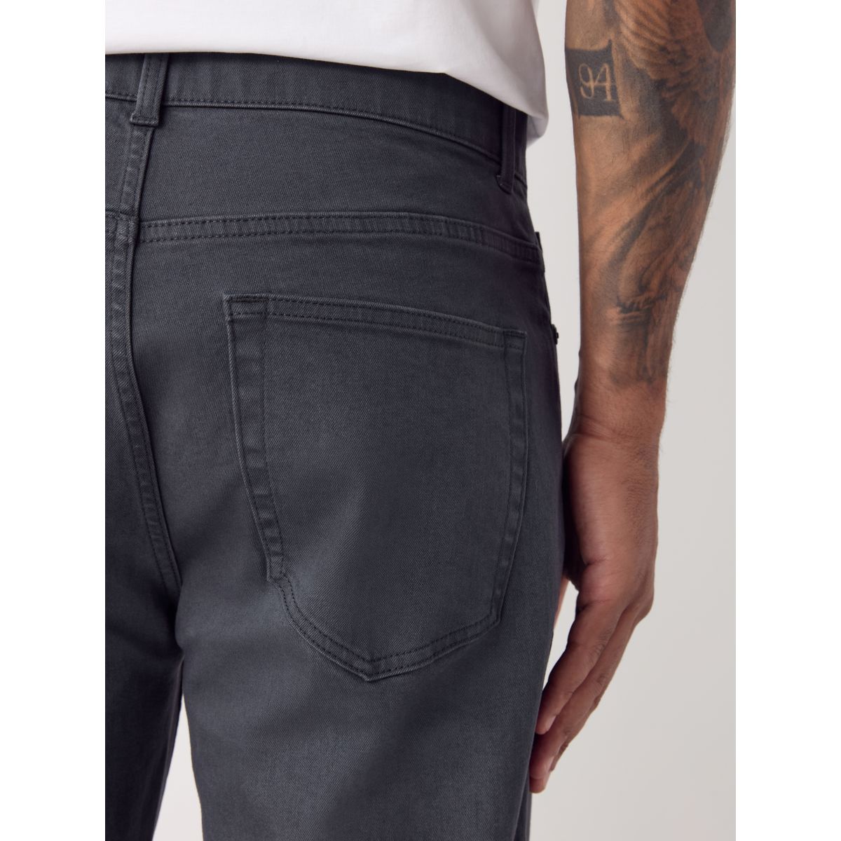 Jean stretch classique coupe regular fuselée gris fusain, NEXT