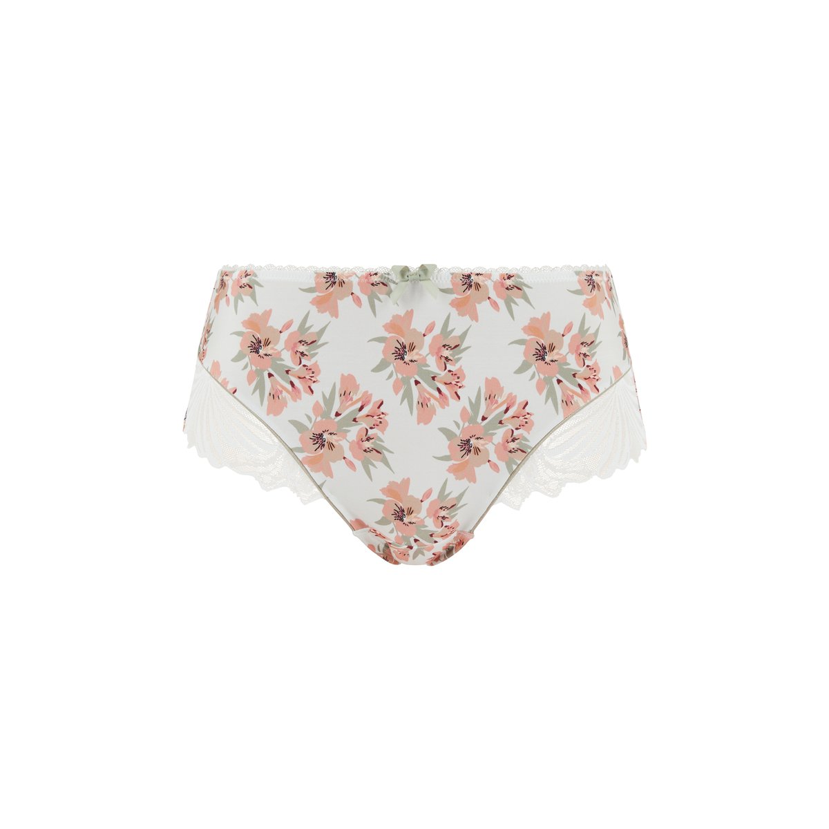 Shorty ORIANE bouquets blanc / vert, SANS COMPLEXE